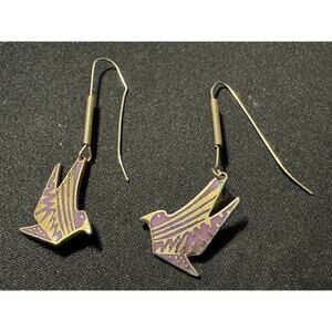 Vintage Laurel Burch Enamel Dangle Brids Earrings